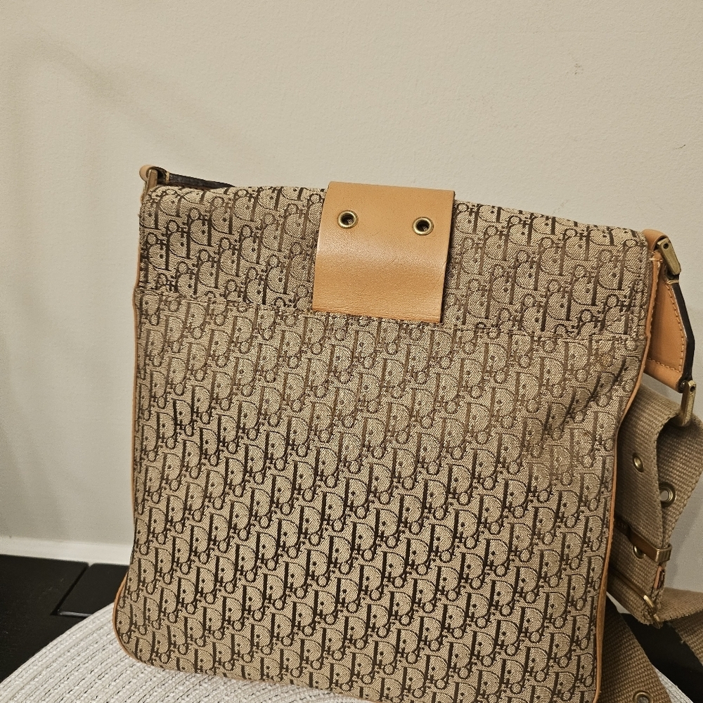 Vintage Christian Dior Trotter Messenger Bag Canvas & Leather Galliano Era - Picture 2 of 11